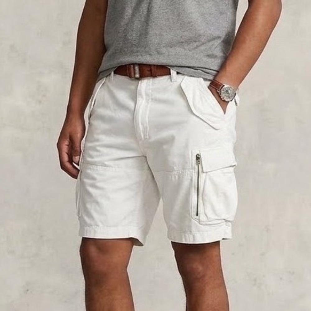 Polo Ralph Lauren Mens White Ripstop Cargo Shorts Classic Fit Size 42 Utility